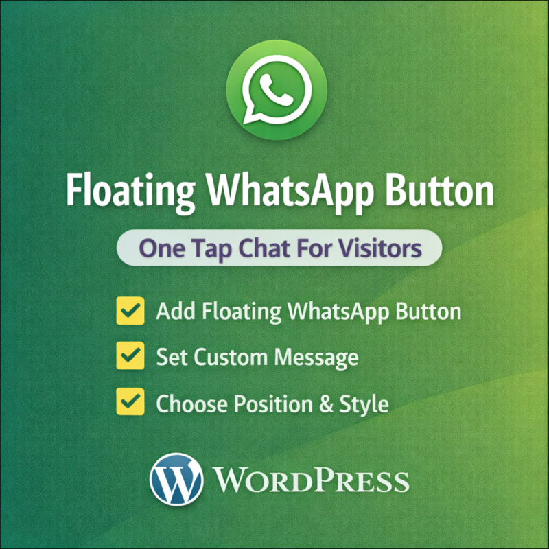 Floating WhatsApp Button. One Tap Chat For Visitors