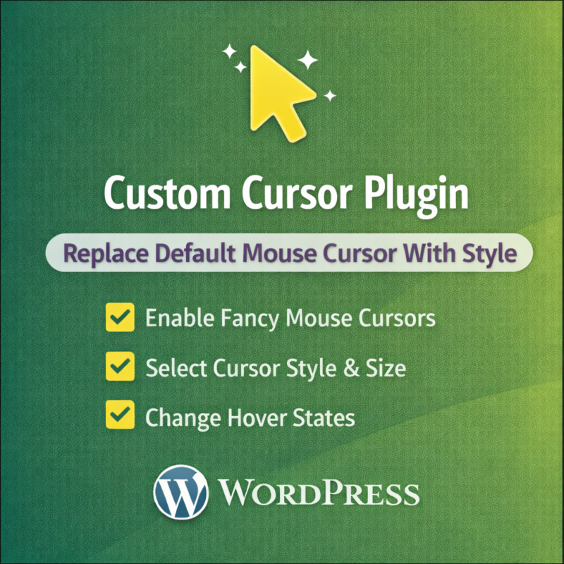 Custom Cursor Plugin. Replace Default Mouse Cursor With Style